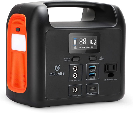 R150 Portable Power Station, 204Wh Lifepo4 Battery with 160W AC, PD 60W, 12V DC, Type C QC3.0 Outles, Solar Generator Backup Power Supply for Outdoors Camping Fishing Emergency Home Orange